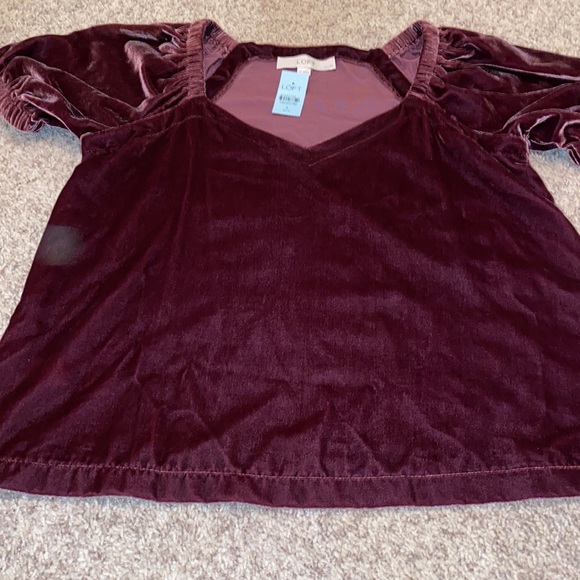 Velvet puff sleeve LOFT top - Picture 7 of 9